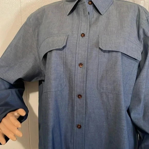 Lafayette 148 New York Blue Button-Up Shirt - Picture 7 of 15